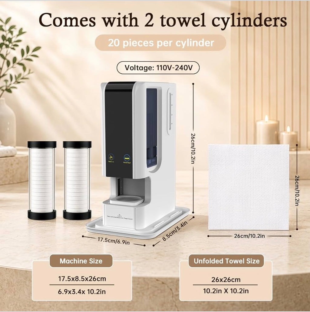 The Elfeye Smart Hot Towel Dispenser, Small Towel Warmer with Drip Tray & 40 Pcs Towels