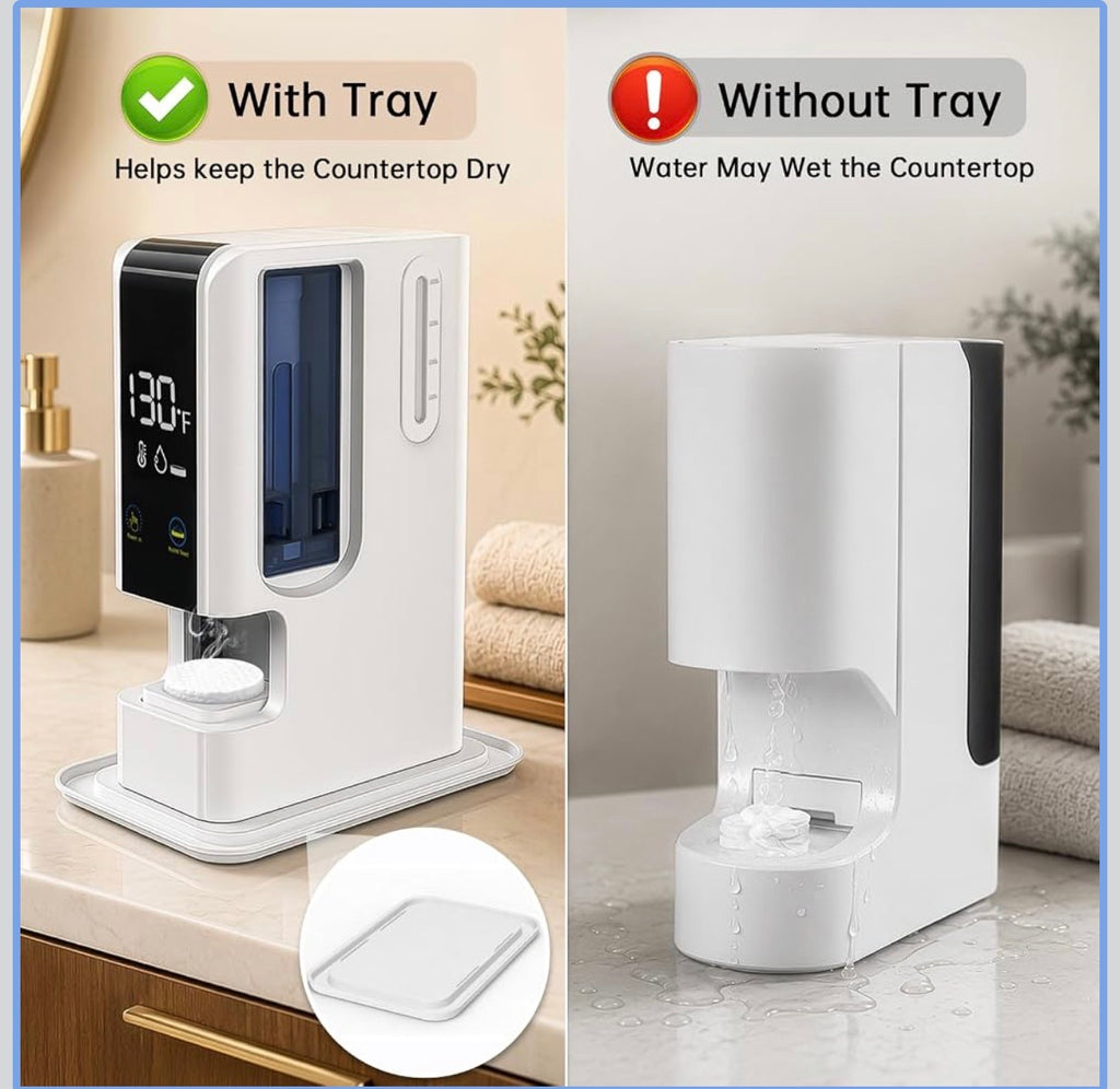 The Elfeye Smart Hot Towel Dispenser, Small Towel Warmer with Drip Tray & 40 Pcs Towels