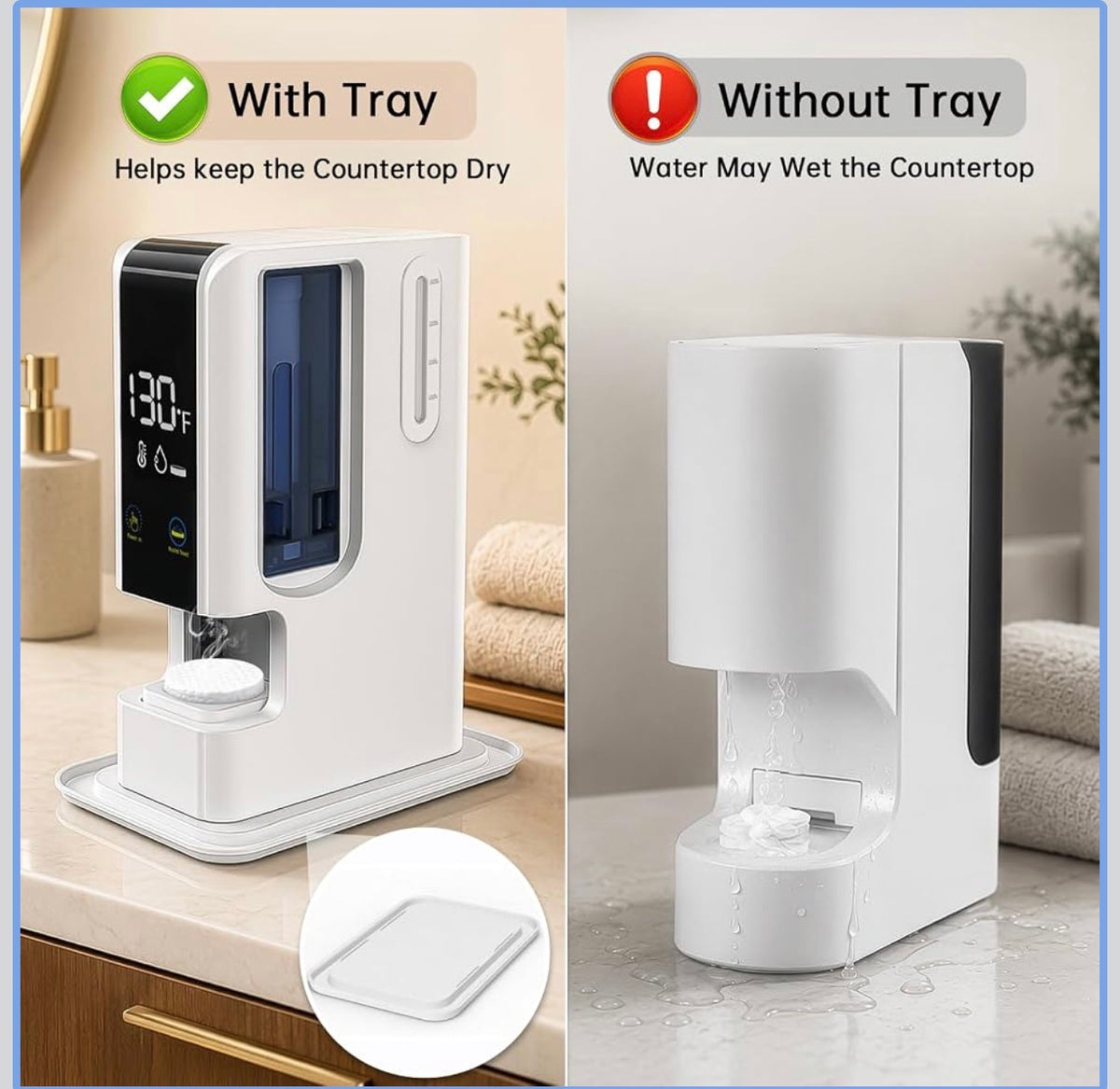 The Elfeye Smart Hot Towel Dispenser, Small Towel Warmer with Drip Tray & 40 Pcs Towels