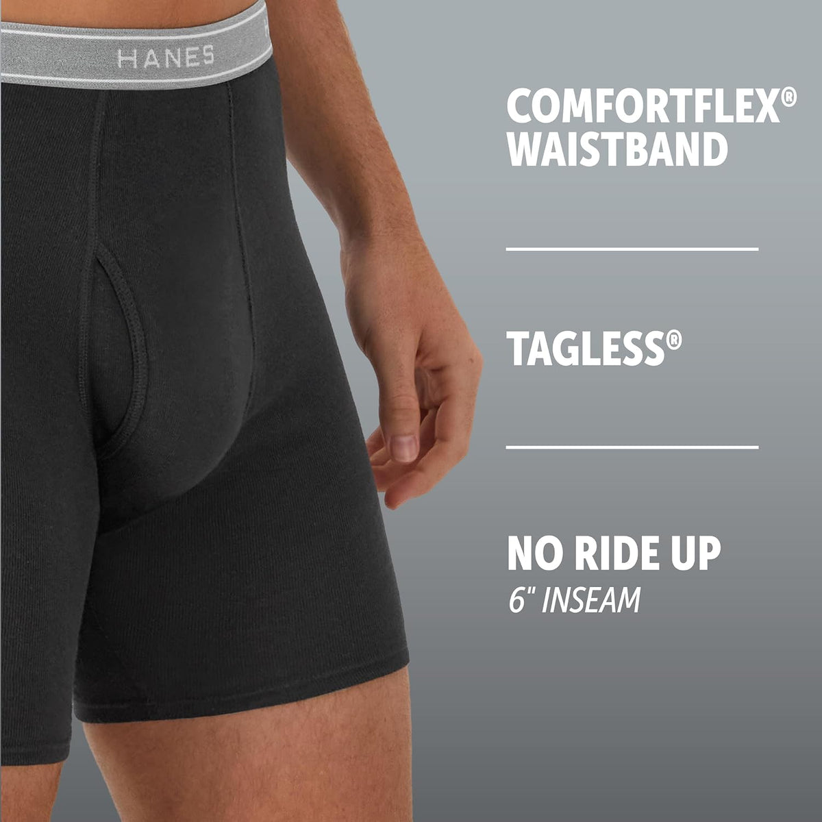 Hanes Men's Underwear Boxer Briefs Pack, Cool & Breathable Cotton Moisture-wicking Underwear for Men, No Ride Up