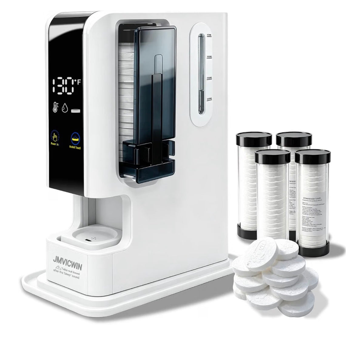 The Elfeye Smart Hot Towel Dispenser, Small Towel Warmer with Drip Tray & 40 Pcs Towels