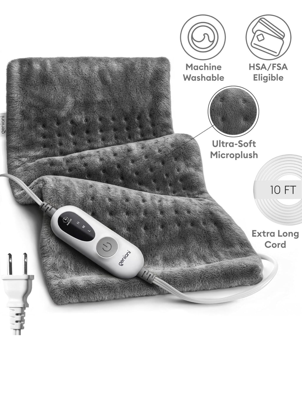 GENIANI Electric Heating Pad – Ultra-Soft Comfort & Soothing Heat 🤍