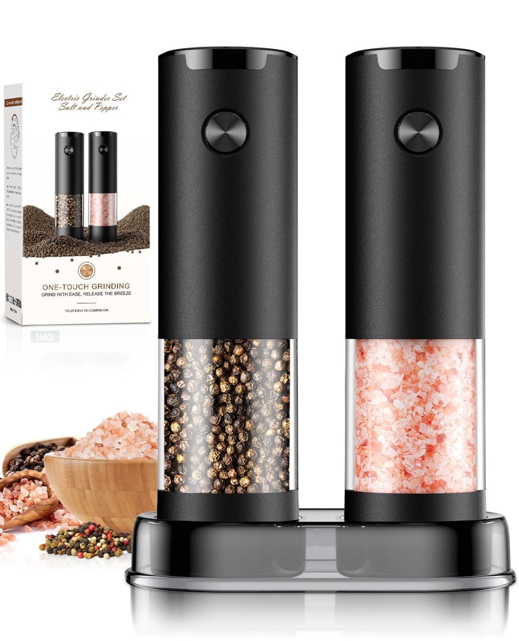 Electric Salt and Pepper Grinder Set Automatic Battery Pepper Mill Shakers