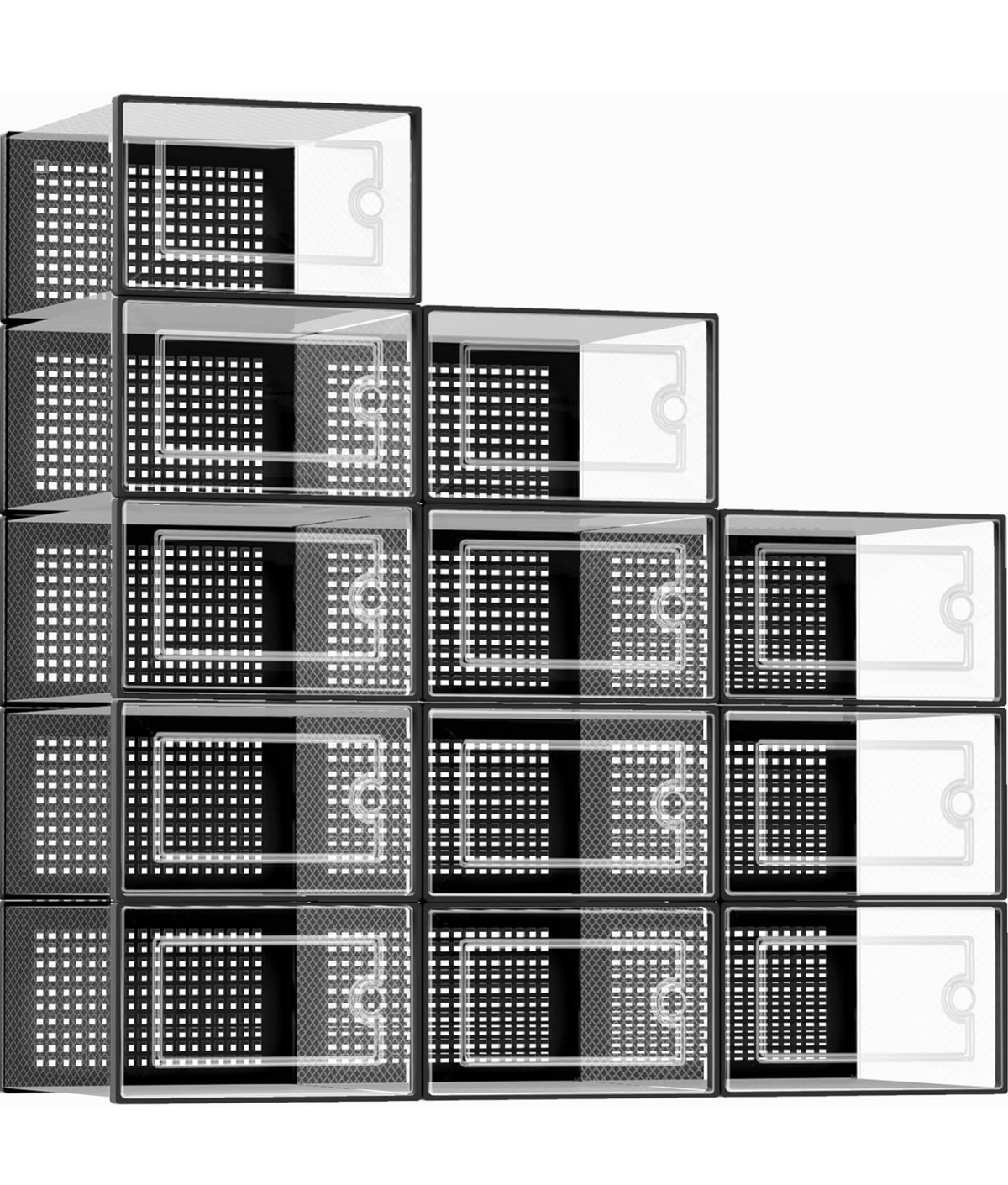 X-Large Shoe Storage Boxes 12 Pack, Clear Stackable Shoe Organizer